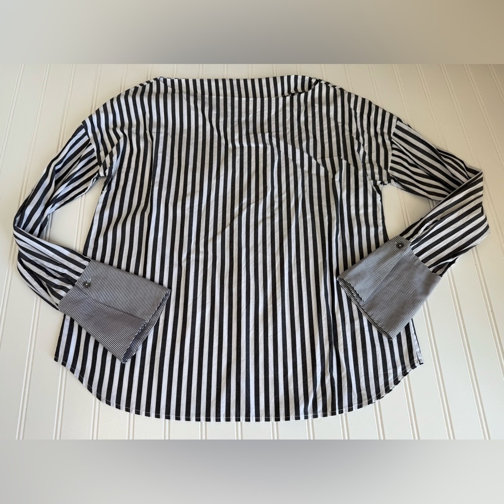 AG Adriano Goldschmied Womens Cotton Striped Boat Neck Blouse Top Small. 1162